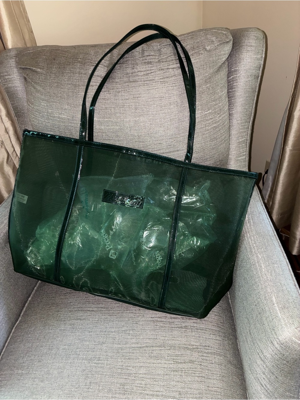 Vintage Marshall Fields mesh tote bag
